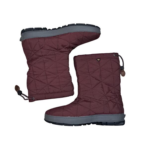 Bogs Rebound Womens Snowday Mid Snow Fleece Lining Waterproof Boots S 8 Burgundy - Picture 3 of 16